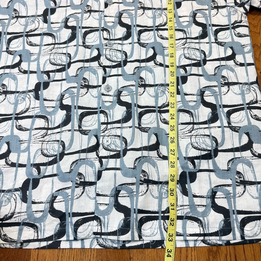 Stacy Adams Mens Button-down Shirt sz XXL Linen Bold Geo Pattern Collared NEW - Picture 13 of 14